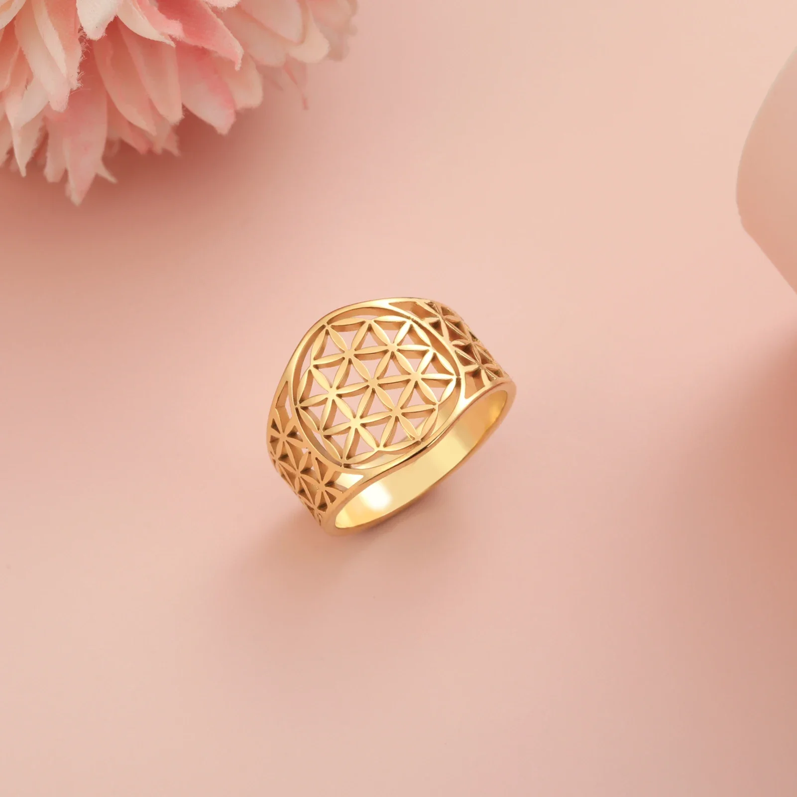 Cazador Estetico Fiore della Vita Anelli da Dito per Donna