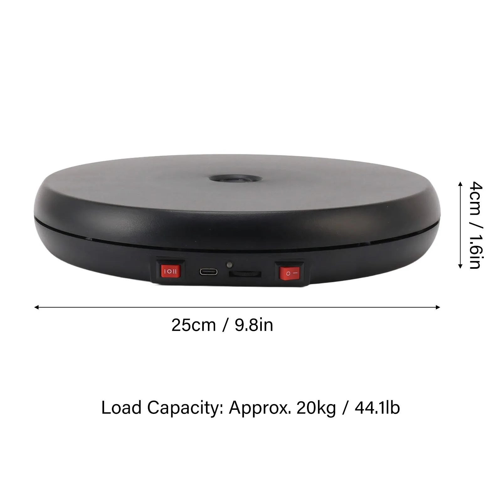 Electric Rotating Display Table LED Light 25cm Noiseless 20kg Load Capacity Turntable Display Stand for Jewelry Jewelry Display Stand Rotating Display Stand Rotating Turntable Plate