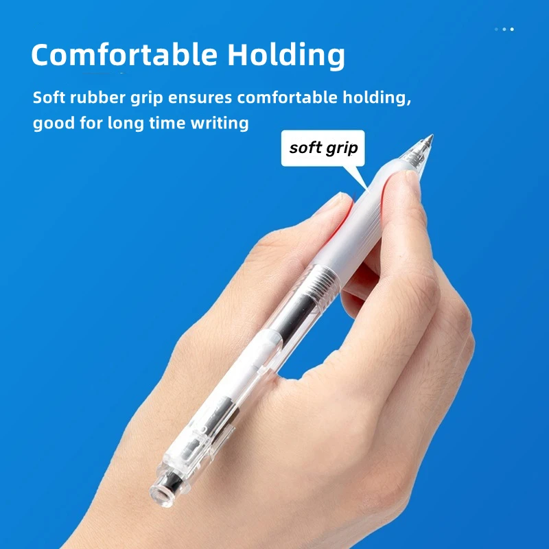 DELI Retractable Gel Ink Pens Black Blue Bullet Tip 0.5 mm Replaceable Refills Office School Supplies