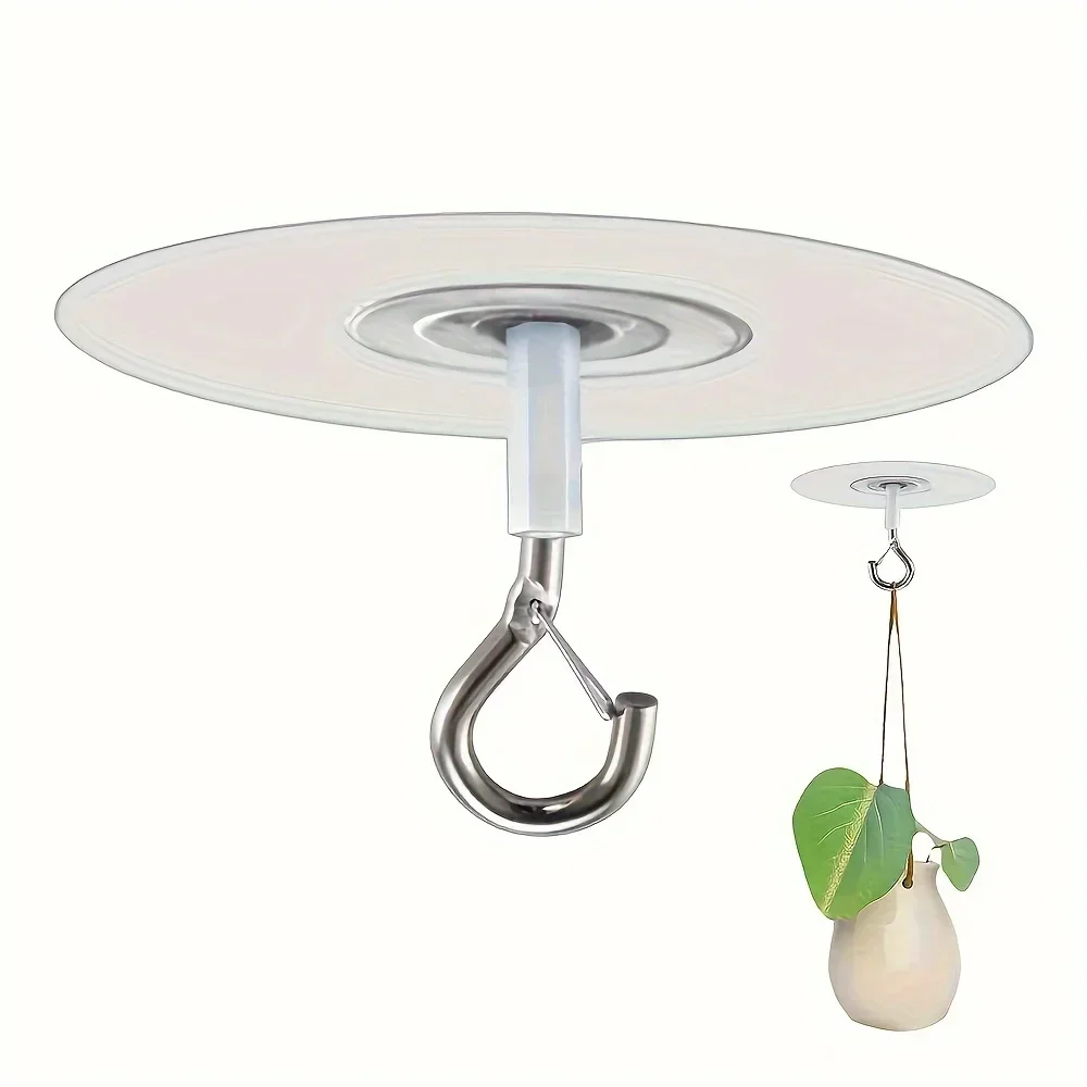 Stainless Steel Ceiling Hooks, Non-Porous Adhesive Hanging Hooks, for Lights, Greenery, Wind Chimes, and Home Decor 2