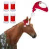 Horse Christmas Hat 4Pcs Horse Leg Wraps Thick Headwear Velvet Fly Leg Boots Wrap Leg Guard for Party Favors Parade Supplies 1