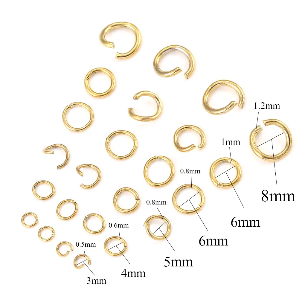100 Stück 4/6/8/10 mm vergoldete Edelstahl-Binderinge, offene geteilte Ringverbinder für Schmuckherstellung, Lieferungen, Finden im Großhandel – Detail 1