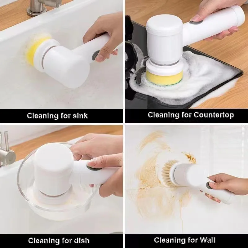 Small rechargeable spin scrubber kitchen sink dish 3 in 1 multifunctional  handheld electric cleaning brush - AliExpress