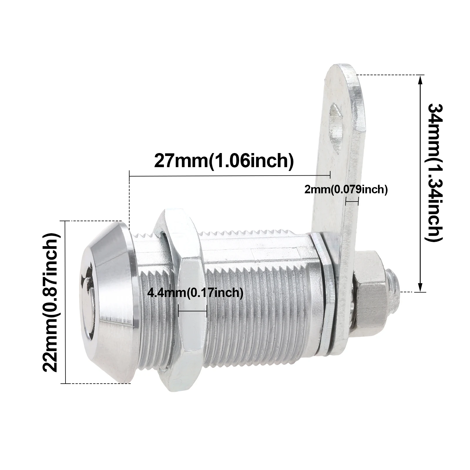 Description Picture 5 of itemTubular Cam Lock Cabinet Lock Keyed Alike Removable Keys Offset Cams 1-1/8" 5/8" Cylinder Length Zinc Alloy Drawer Box RV Door