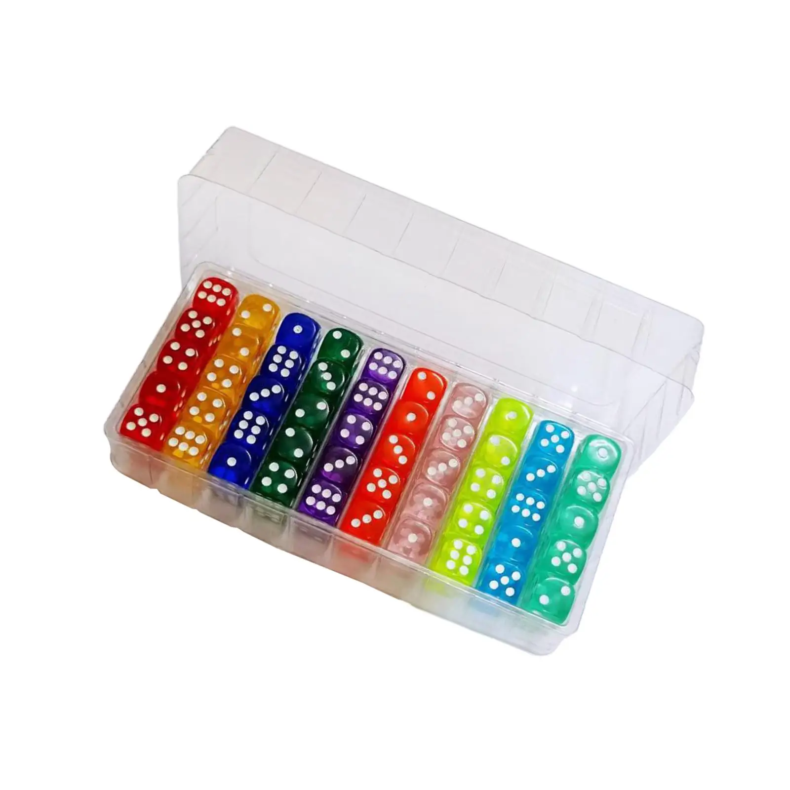 

100Pcs 6 Sided Dice Set Translucent Colors Acrylic Dice Round Corner 14mm for Playing Games Party Favors Gifts Teaching Math