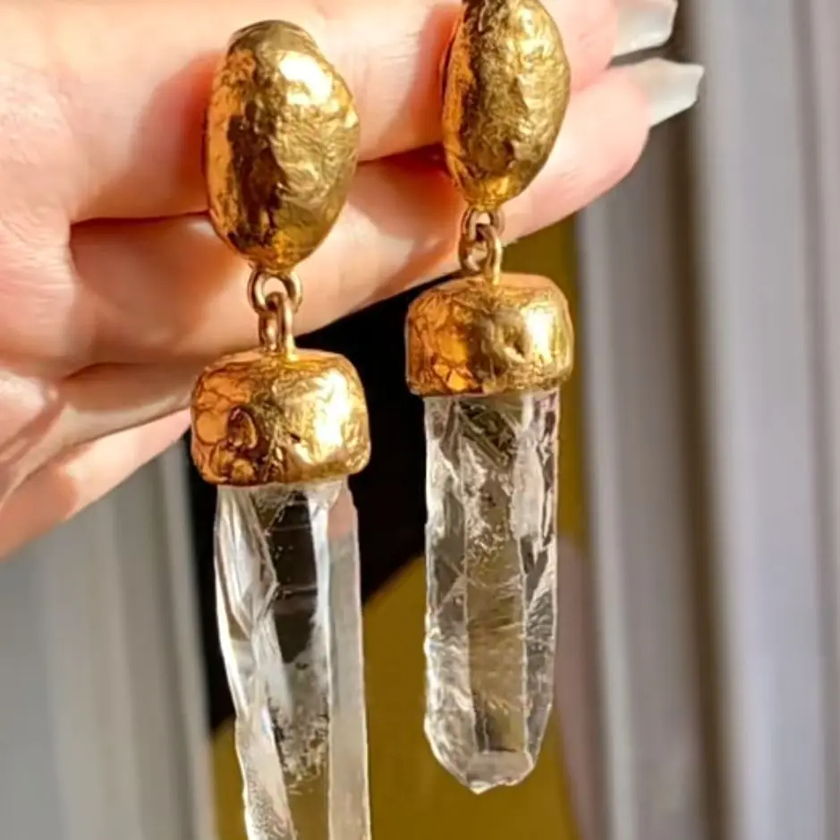 Vintage Chunky Long Clear Bar Drop Earrings For Women Jewelry Runway Party T Show Fancy Trendy Boho INS Japan Korea