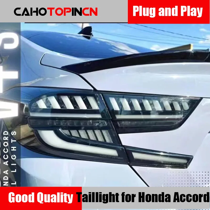 

Автомобильный Стайлинг, задний фонарь для Honda Accord 10 2018 2019, задний фонарь DRL + Динамический сигнал поворота + задний + стоп-сигнал