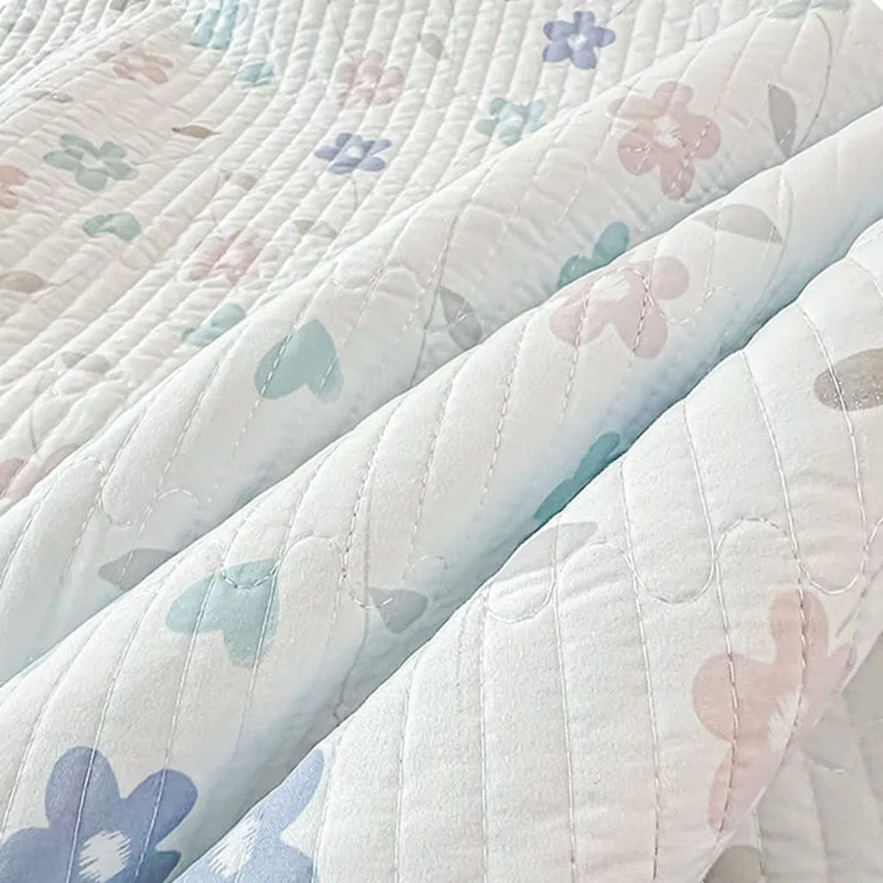 시골풍 꽃무늬 싱글 침대보, 세탁 가능한 양면 누빔 침대 커버 (사계절용), 퀸/킹 사이즈용 포근한 플랫 시트