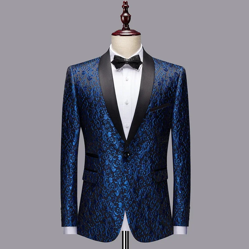 

Floral Jacquard Blazer for Wedding Prom 1 Piece Male Suit Smoking Jacket Shawl Lapel Slim Fit Fashion Coat Groomsmen Costume