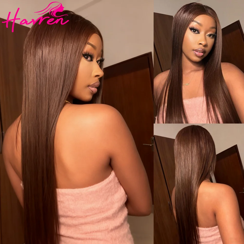 Chocolate Brown 13x4 13x6 Hd Lace Frontal Wig Straight Human Hair Wig Pre Plucked Brazilian Brown Human Hair Colored Wigs