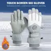 WRELS Winter Unisex Snowboard Ski Gloves PU Leather Non-slip Touch Screen Waterproof Motorcycle Cycling Fleece Warm Snow Gloves 1