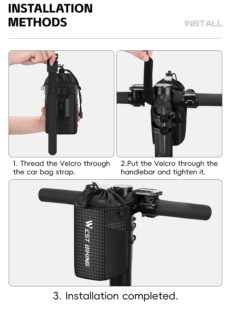 WEST BIKING Isolierte Wasserflaschentasche Schnellverschluss-Fahrradtasche mit Netztasche für Rennrad, Cityrad, Faltrad, Fahrradzubehör – Detail 16