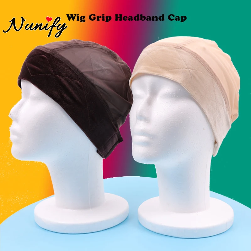 Wig Grip Cap With Velvet Headband Adjustable Headband Wig Cap For Making Wigs 1/2/3Pcs Wig Grip