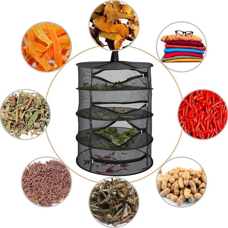 2/4/6/8 Drying Net For Herbs Fish Herb Vegetable Dryer Bag Folding Dry Rack Mesh Flowers Buds Plants Organizer Hanging Basket 5