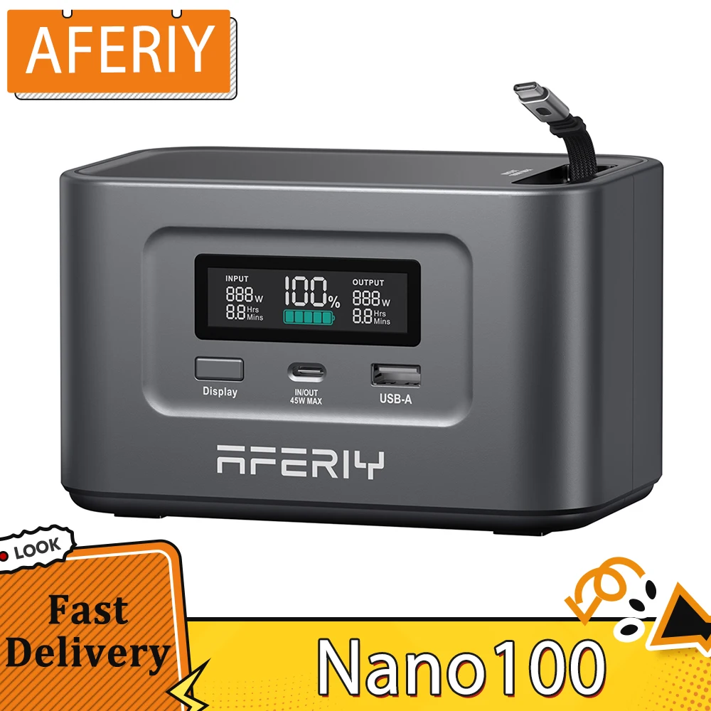 AFERIY Nano100 Portable Power Station, 100W 99.2Wh, Telescopic