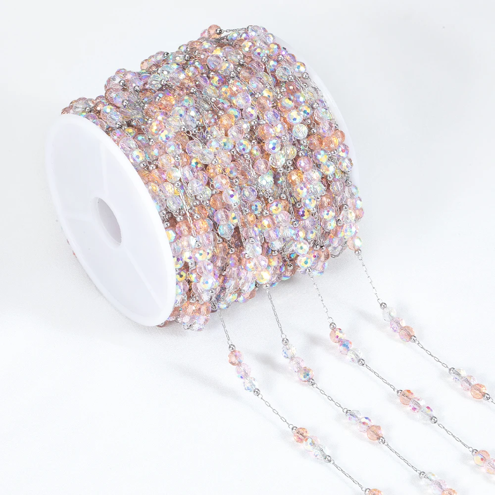 1 Meter Gradient Beaded Stainless Steel Chain for DIY Jewelry and Accessories