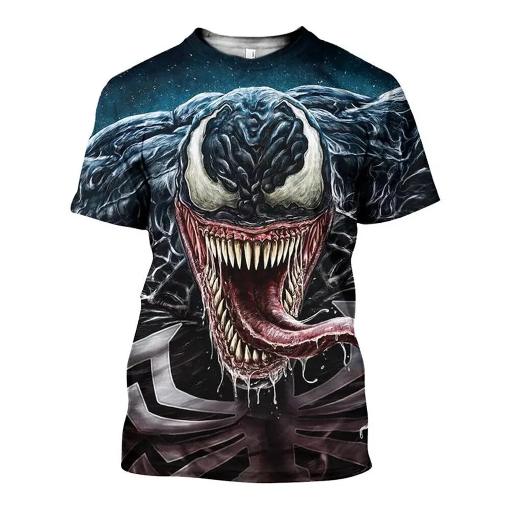 Venom 어린이 캐주얼 반팔 티셔츠, 재미있는 3D 프린팅 티셔츠, 하라주쿠 어린이 성인 상의