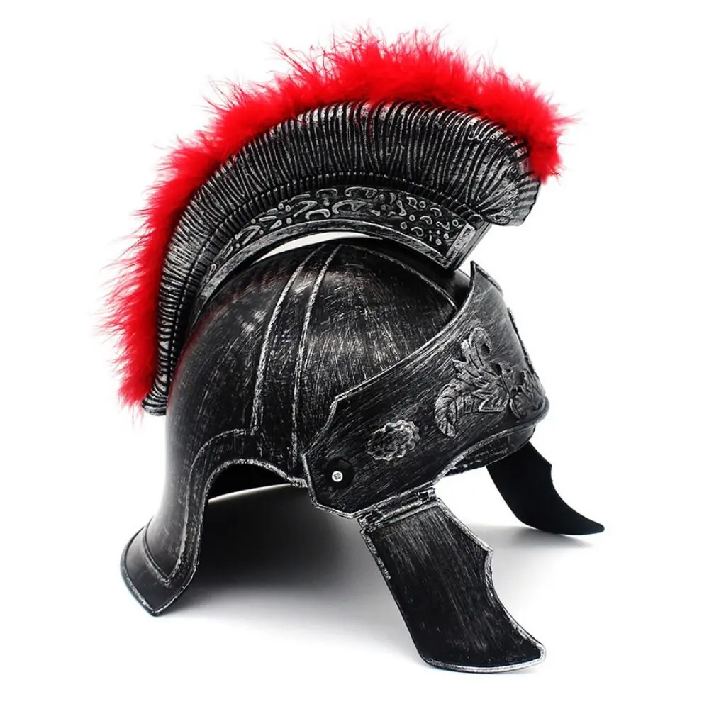 Novelty Vintage Helmet Feather Lion Cap Spartacu Samurai Roman Hat Helmets Spartan Warrior Hat Masquerade Helmet