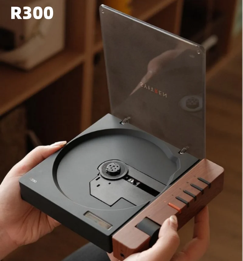 Syitren 휴대용 무선 블루투스 HIFI 앨범 플레이어, 음악 워크맨, 광학 헤드폰 지원, R300 CD 플레이어, 레트로 패션, 신제품