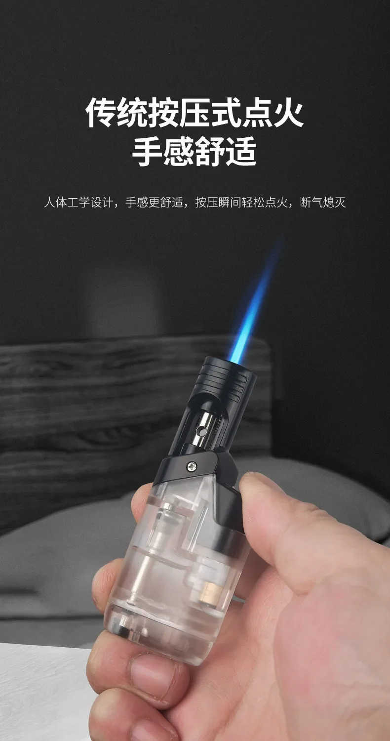 Description Picture 5 of itemHONEST Mini Welding Gun Windproof Jet Blue Fire Gas Lighter Large Capacity Oil Warehouse Outdoor Portable Cigar Lighters Smoking