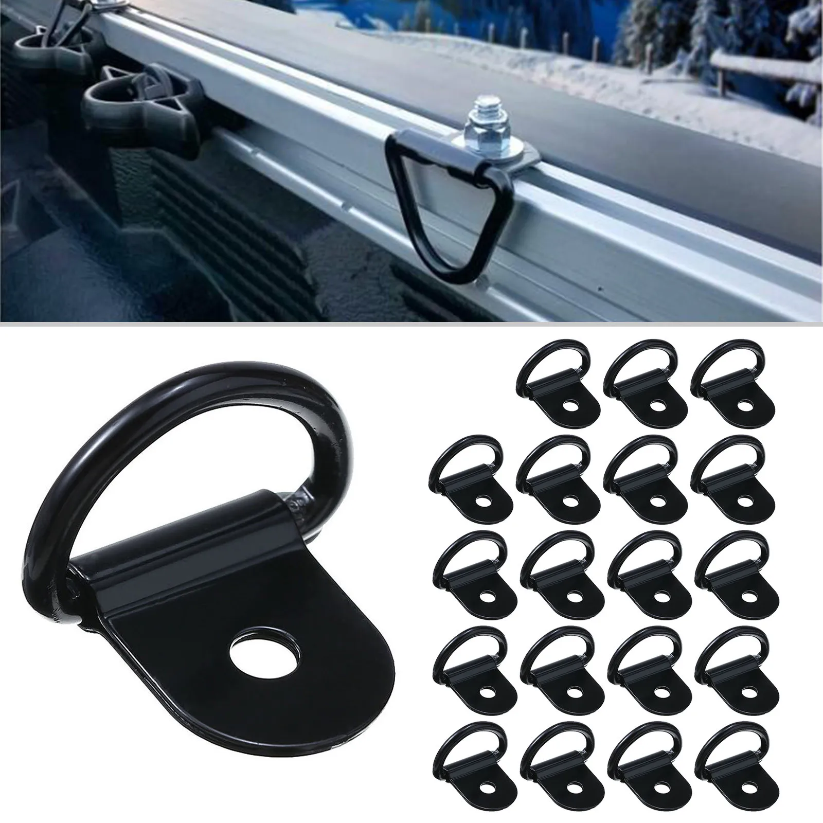 Cargo Tie Down Ring 10pcs Stainless Steel D Shape Pull Hook Tie Down Anchors Ring Iron Cargo Tie Down Ring for Truck Trailers RV Boats Accessories