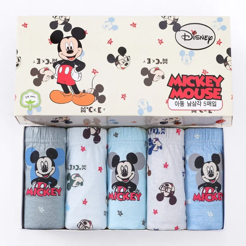 5pcs/box Cartoon Disney Mickey Mouse Underpants Cotton Breathable Comfortable Kids Boys Underwear 1-14 Years