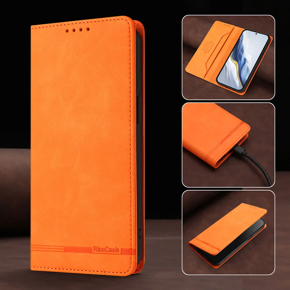 Magnetic Leather Wallet Flip Case - Premium Back Cover in Elegant Design