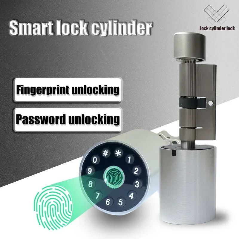 Euro Profile Lock Body Compatible Electronic Cylinder Tuya Unlock Installation Keyless Fingerprint Smart Password lock fingerprint cylinder lock,smart cylinder lock,electronic lock,smart lock,password lock