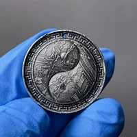 Rare Meteorite Round Plate Pendant Double Sided Carved Tai Chi Pattern Home Falling Stone Craft Decoration Gift 28X5.8mm 2