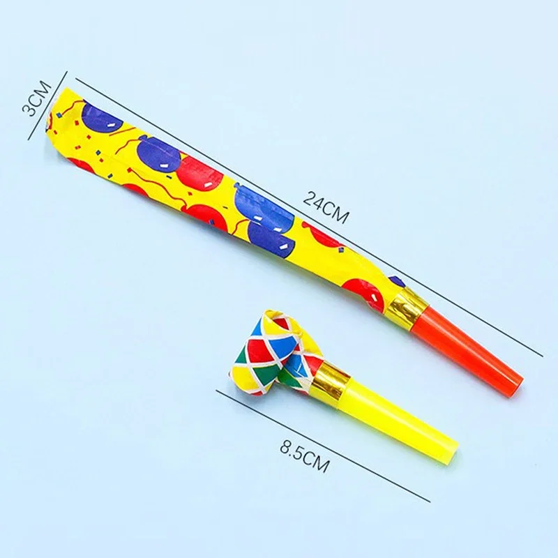 Description Picture 2 of item10pcs Colorful Stripes Party Blower Blowout Horn Whistle Noise Maker For Children Birthday Party Supplies Pinata Gift