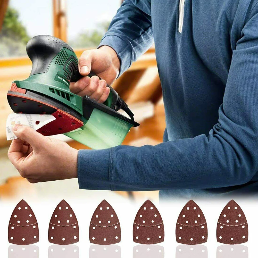 

30pcs Triangle Sandpaper 11 Holes Hook Loop Abrasive Tools BOS CH Multi-Sander For Wood Metal Stone 40 60 80 120 180 240 Grit