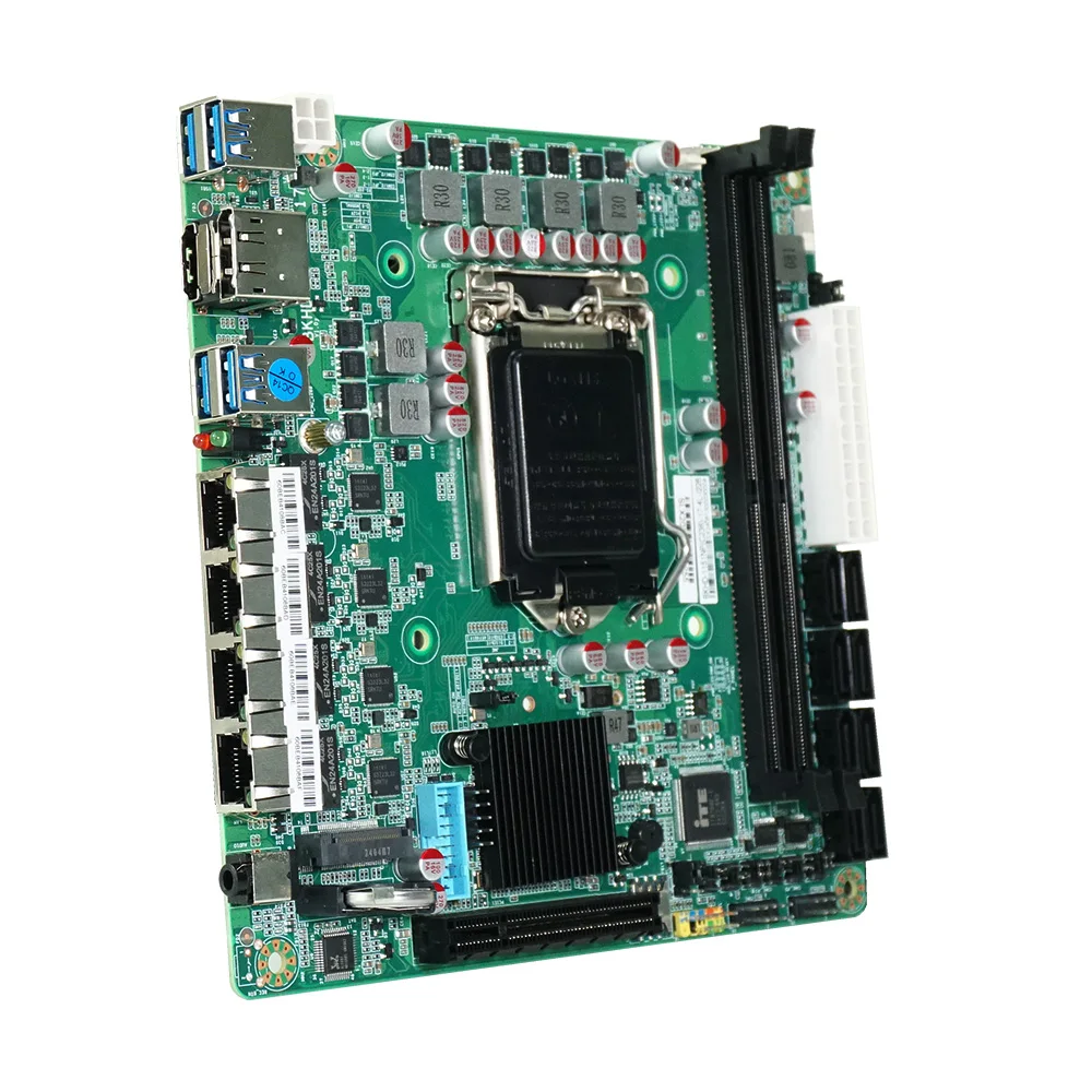IKuaiOS Mini-ITX Motherboard LGA1151 6th to 9th Gen Intel For NAS Firewall Router 4x2.5GE Dual Channel DDR4 8xSATA 1151NP-17 4L