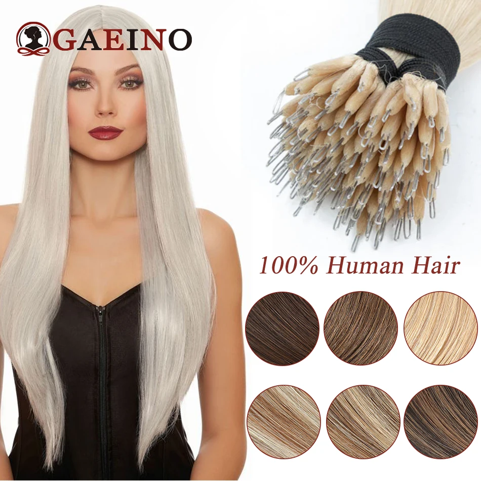 Straight Nano Ring Real Human Hair Extensions Keratin Capsule Nano Ring Fusion Extensions Grey For Salon 1G/Pc human hair extensions