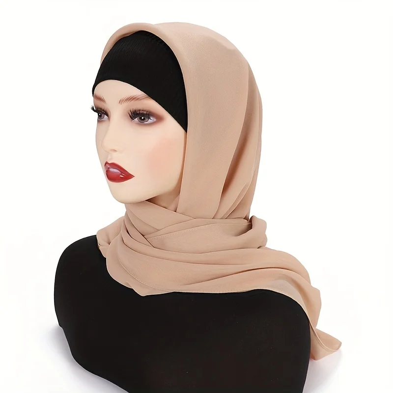 110*110cm Chiffon Square Hijabs Scarf For Woman Muslim Turban Hat Islam Headscarf Women Plain Veil Jersey Hijabs Ramadan 6
