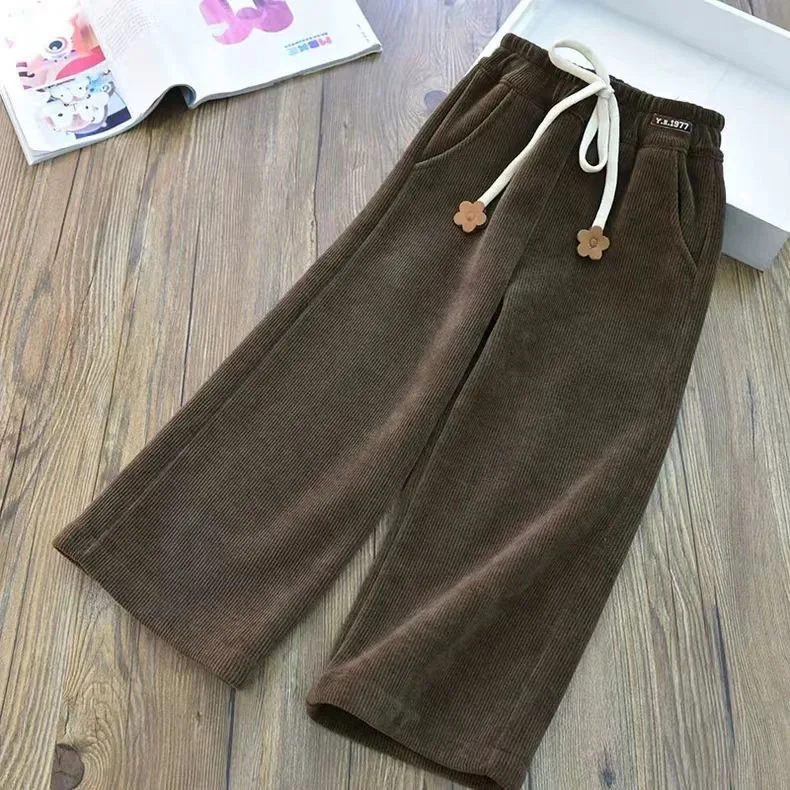 Kids Pants Floral Elasticated Wide-leg Pants Slacks Girls Kids Clothes Girls Winter Clothes Teenage Clothing