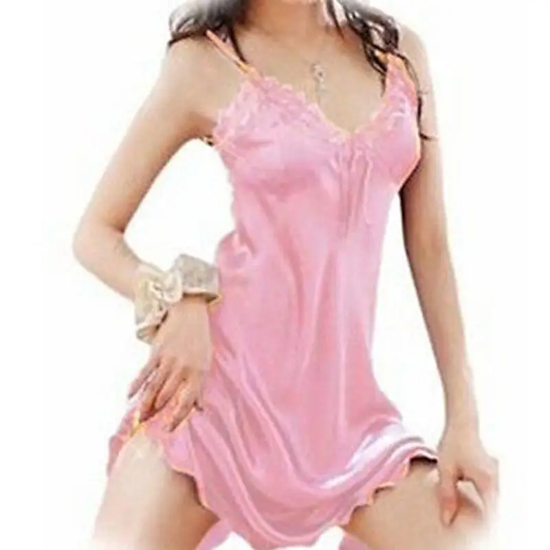 Summer Women Sexy Sleepwear Nightgown Satin Silk Babydoll Lace Robes Sleep Dress Skirt Lady Off Shoulder Nightwear Long Skirt