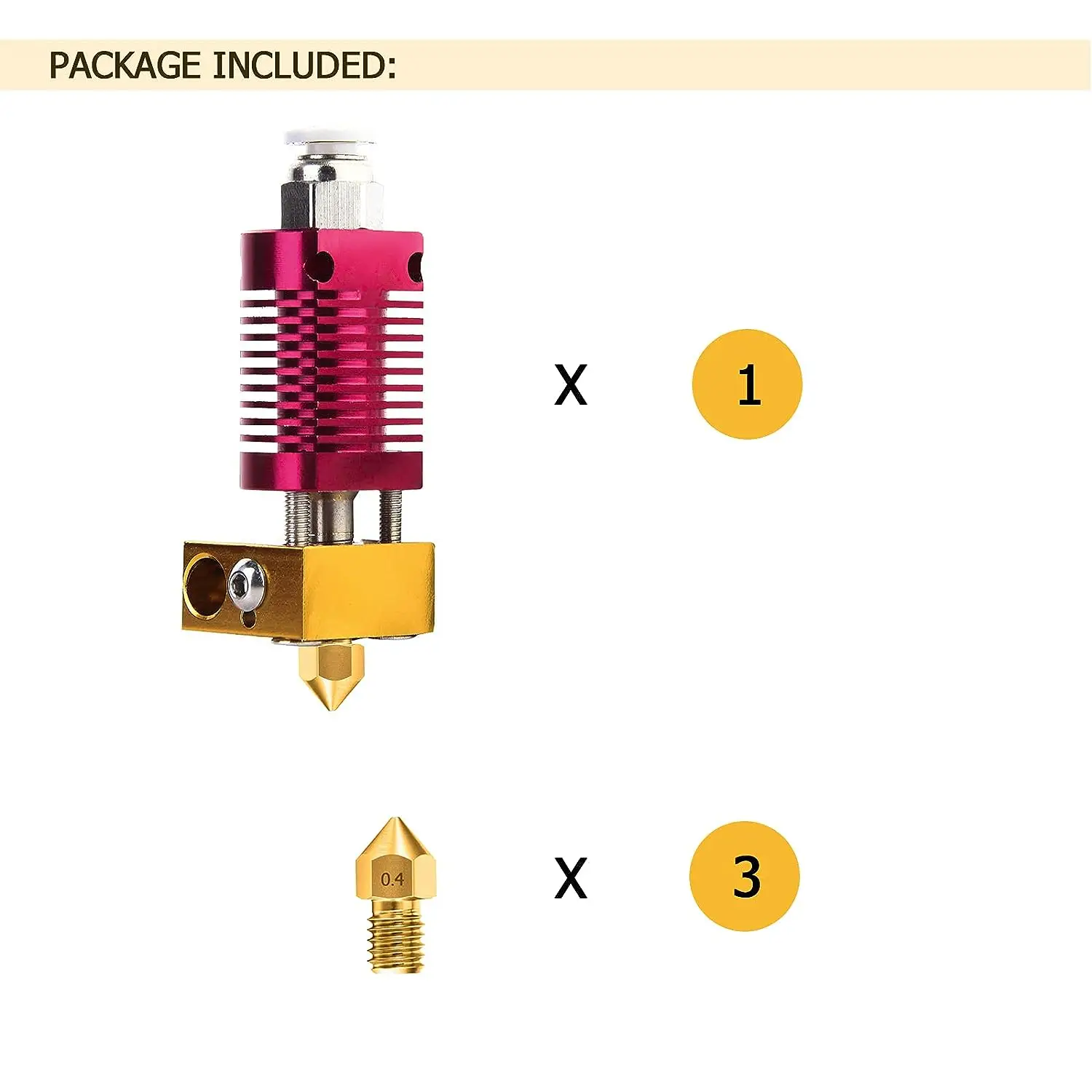 3D Printer Accessories 3sets Extruder Hotend 3 PCS 0.4MM MK8 Nozzles for CR-10 CR10 CR10S Ender 3 Ender 3 Pro 5