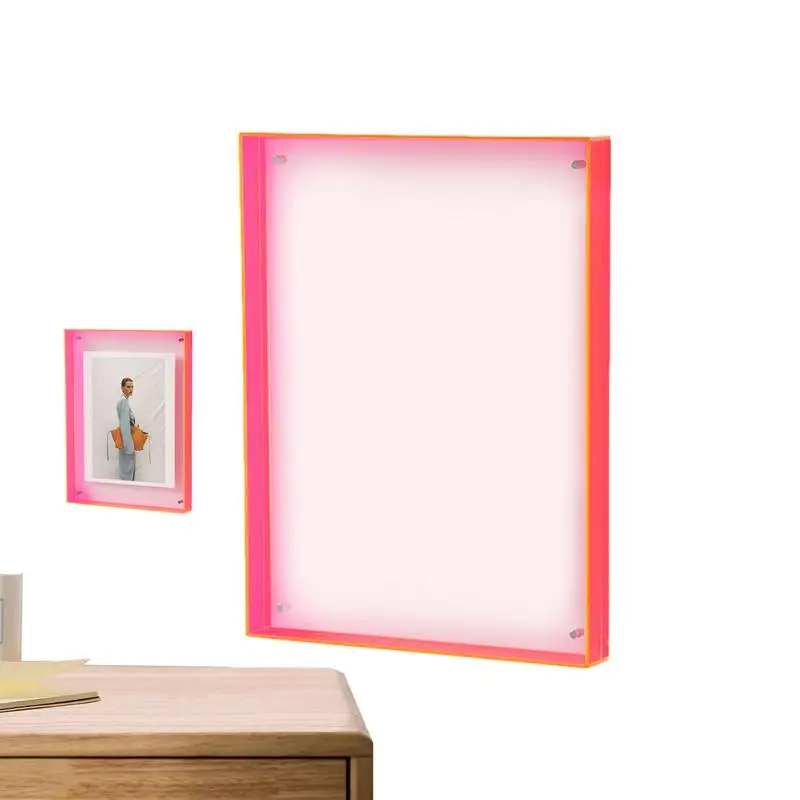 

1pcs Acrylic Magnetic Frame Self Adhesive multi color Portaretratos Para Fotos Kids Painting Porta Retrato Marco Para Dibujos