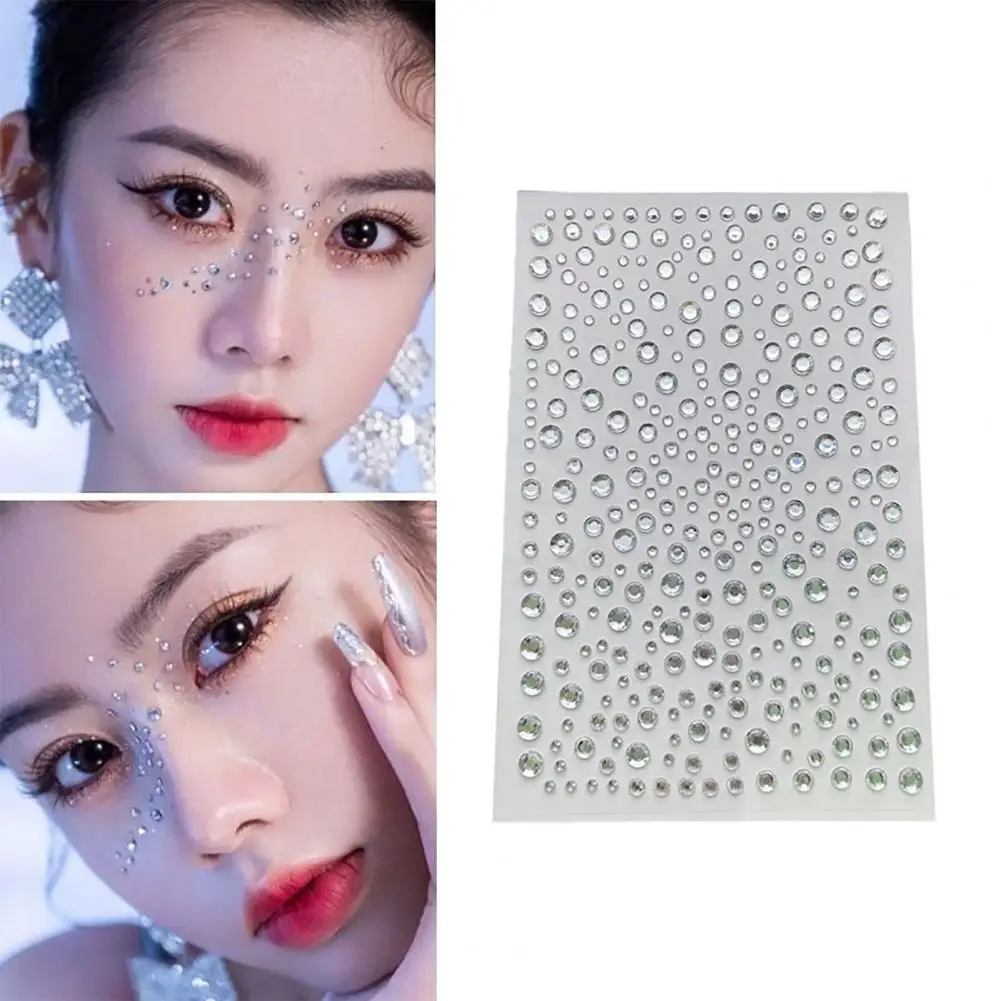 Self-adhesive Face Rhinestone Festival Face Jewels Rhinestone Stickers Faux Pearl Adhesive Decorations for Concert Makeup Hair