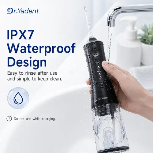 Dr.Yadent YD06 Cordless Oral Irrigator WaterFlosser 300ML Portable Water Jet USB-C Fast Charge 7 Nozzles 4 Modes IPX7 Waterproof - Image 6