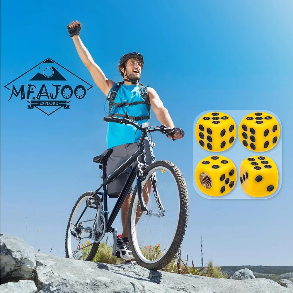 Set of 4 Waterproof Dice Design Tire Valve Stem Caps - Durable Universal Wheel Covers