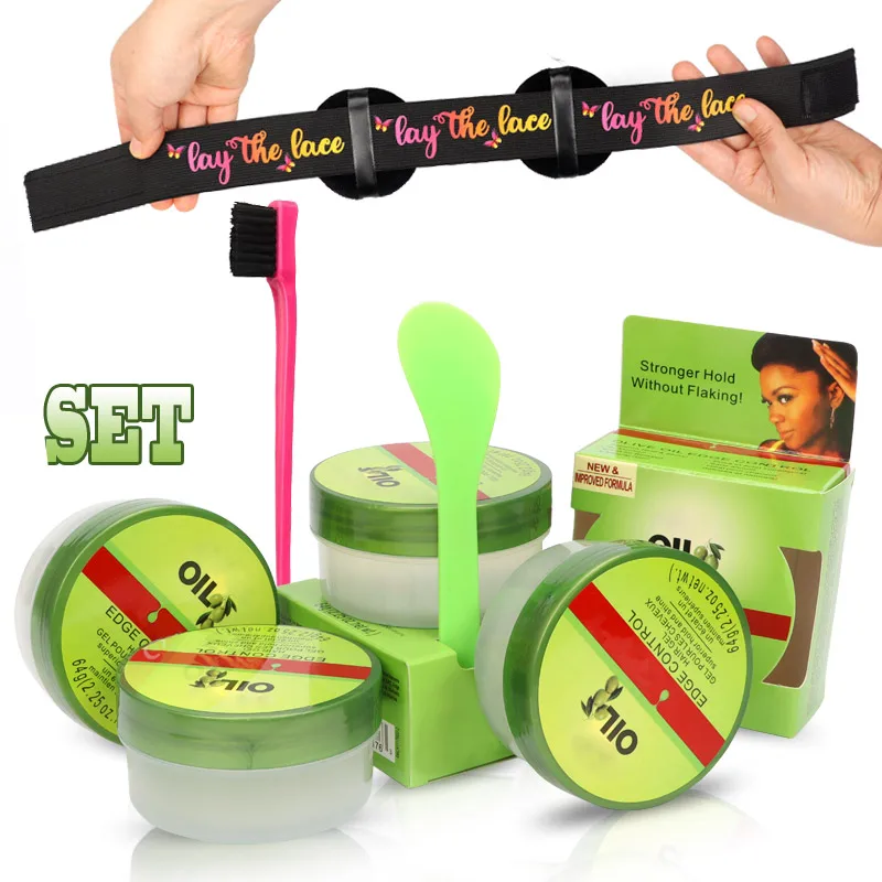 Edge Control Olive Oil Wax Cream Hair Styling Gel Broken Hair Finishing Anti-Frizz Fixative Gel Edges Brush