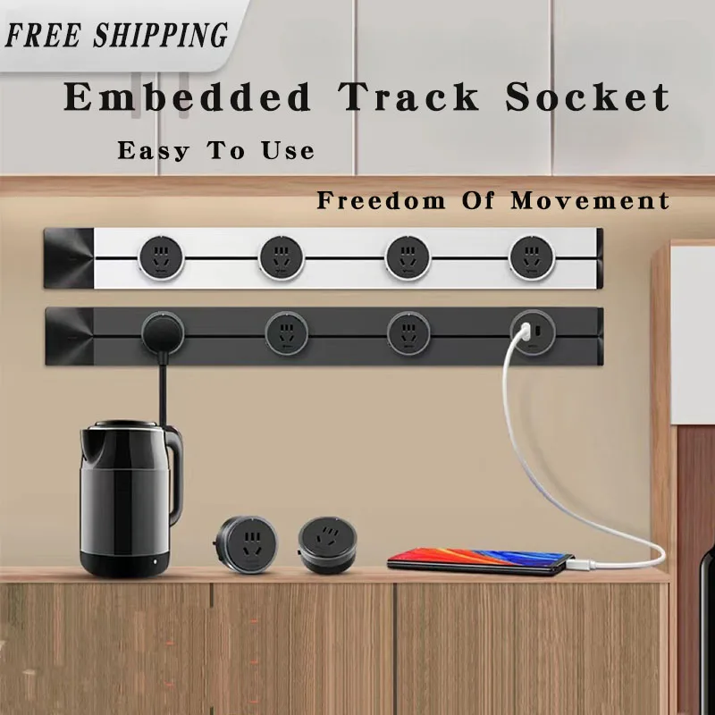 Incorporado Movable Track Socket Tomadas de Extensão de Parede Padrão Universal Oculto Power Rail tipo Soquete Eua uk Eua Francês 110220v