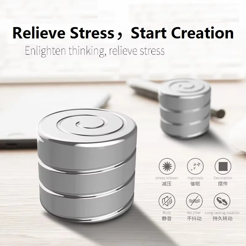 Desktop Rotating Gyroscope Silent Hypnosis Fingertip Gyroscope Adult And Children Stress Relieving Toy Office Metal Gyroscope 4