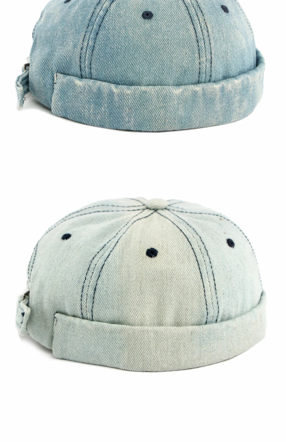 HT5048 Neue Frühling-Herbst-Mützen für Männer und Frauen 100% Baumwolle Denim-Hut Unisex Verstellbare Skullcap Beanie-Mütze Hip-Hop-Kappe – Detail 12