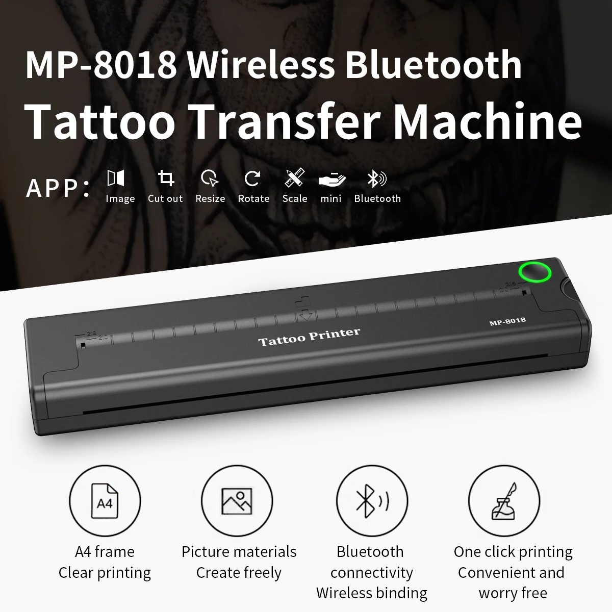 Thermal Printer Stencil Tattoo Transfer Printer A4 Portable Bluetooth