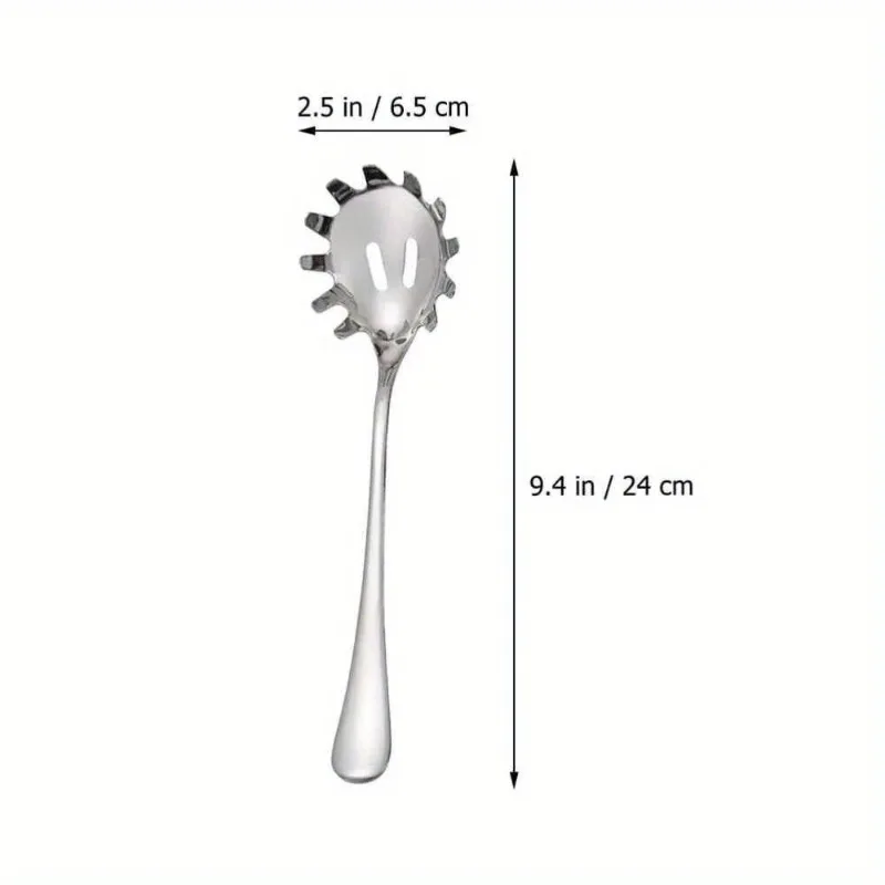 Premium Stainless Steel Spaghetti Server Spoon with Teeth  Multifunctional Pasta Strainer and Noodle Serving Tool for Kitchen