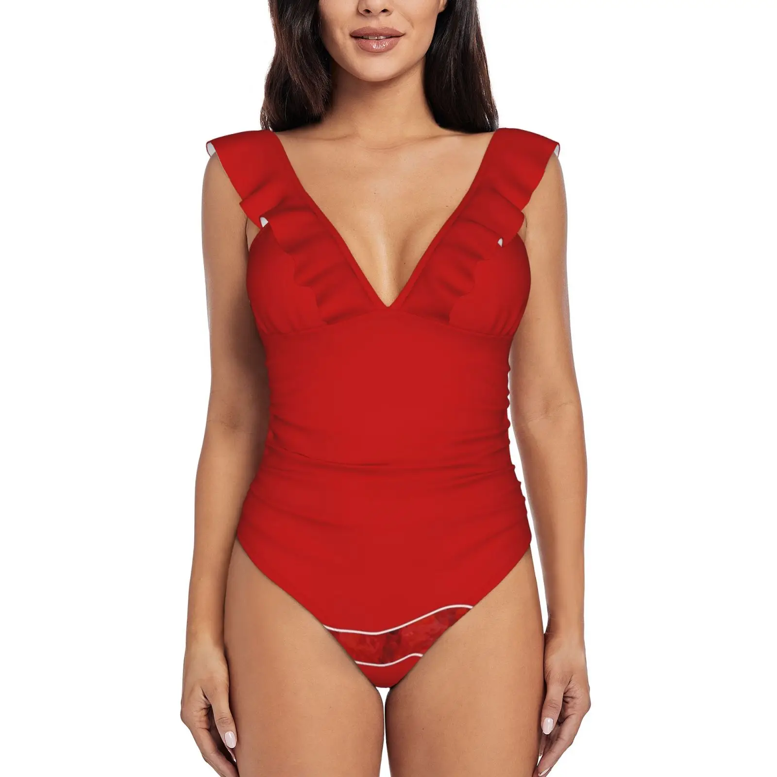 Costume Da Bagno Intero Sexy Peperoncino Rosso Costume Da Bagno Donna Increspato Stampa Donna Monokini Costumi Da Bagno Donna Pepe Peperoncino Caldo