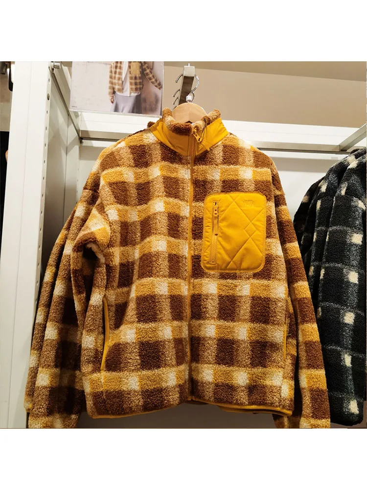 

ZACK RAIN Vintage Stylish Pockets Oversized Plaid Jacket Coat Women Fashion Lapel Collar Long Sleeve Loose Outerwear Chic Tops