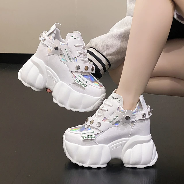 7cm Platform Wedge Sneakers White Chunky Shoes Genuine Leather Women for  Spring Autumn Breathable Comfy Summer Shoes Vulcanized - AliExpress